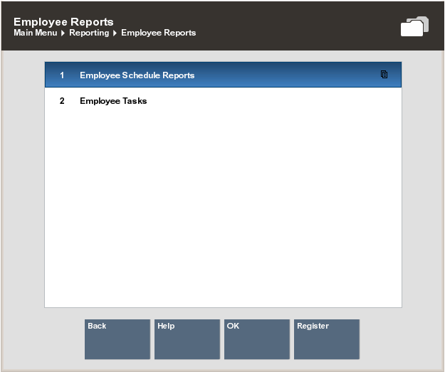 Employee Reports Menu