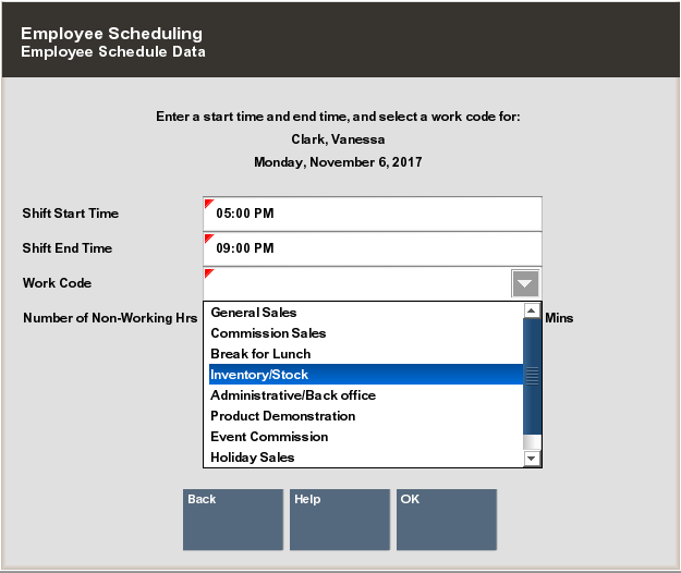 Employee Schedule Data Form