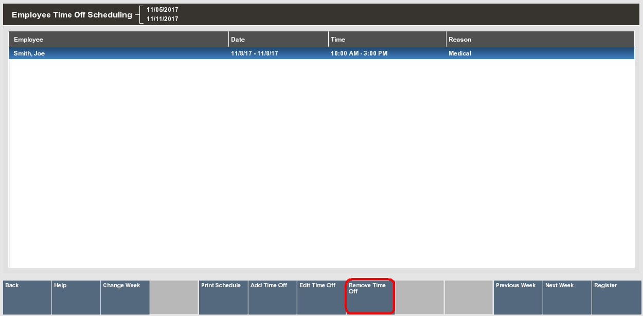 Employee Time Off Scheduling - Remove Time Off Option