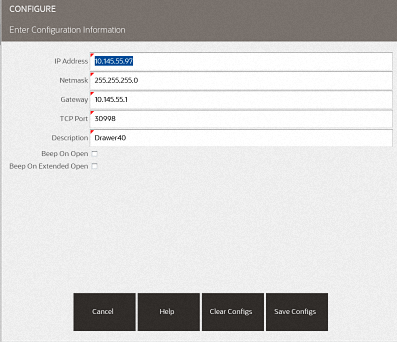 Manage Networked Cash Drawers - Configure
