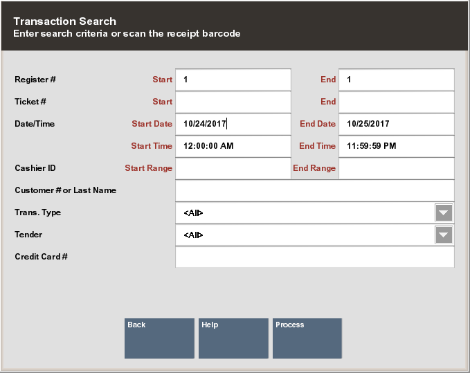 Transaction Search Form