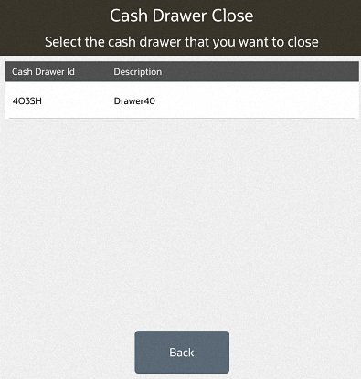 Cash Drawer Close List