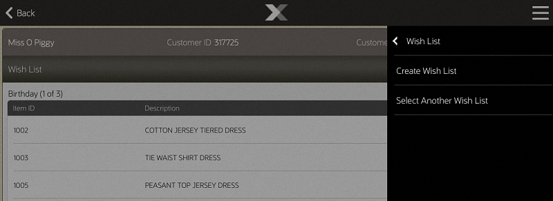 Customer Wish List Context Menu
