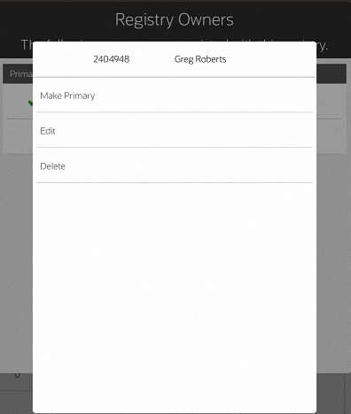 Gift Registry Make Primary Option