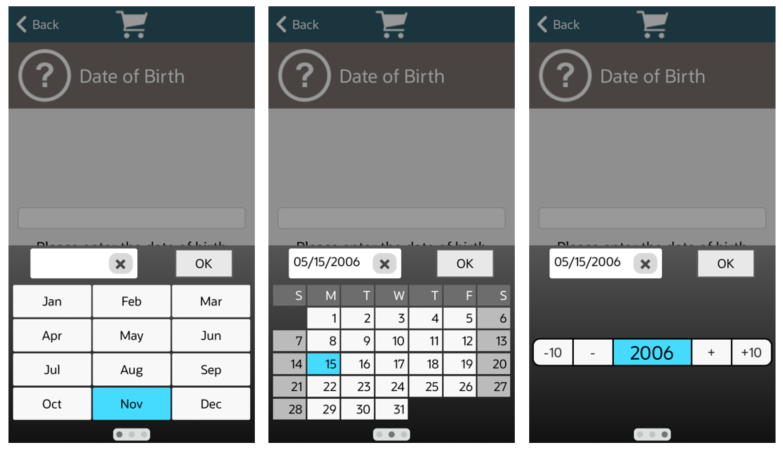 Mobile Handheld Date Picker