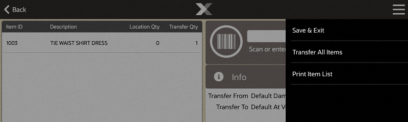 Item Transfer Context Menu