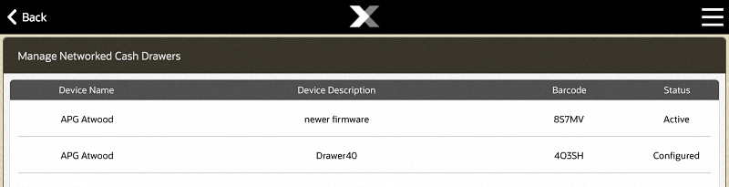 Manage Networked Cash Drawers - Configured Status