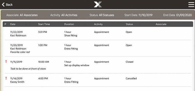 My Tasks Screen