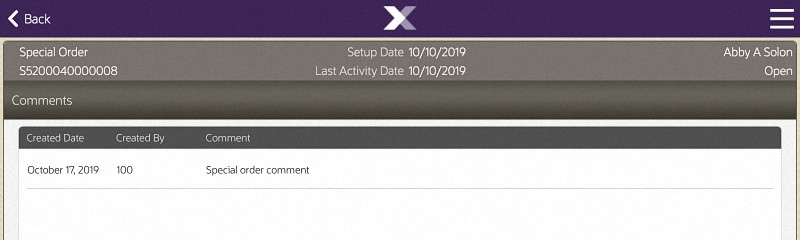 Comments Tab Information