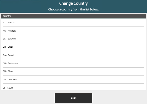 Mobile Tablet - Change Country