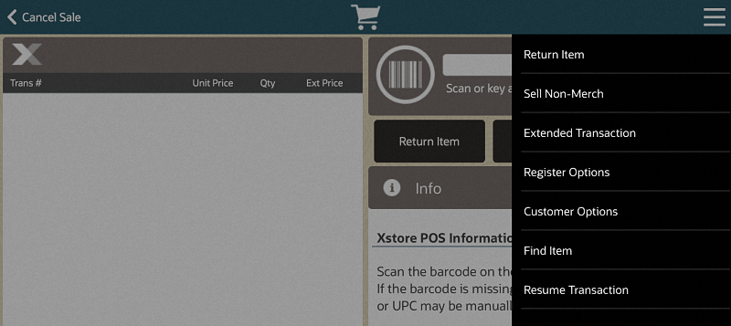 Mobile Tablet Sale Context Menu