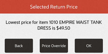 Mobile POS Lowest Price for Item Prompt