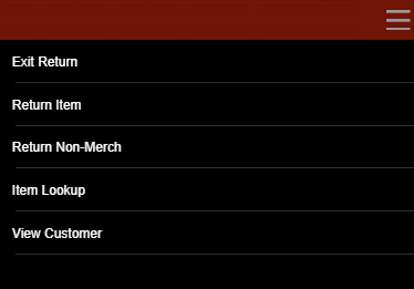 Mobile POS Return Menu