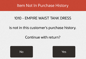 Mobile POS Item Not in Customer&rsquo;s Purchase History Prompt