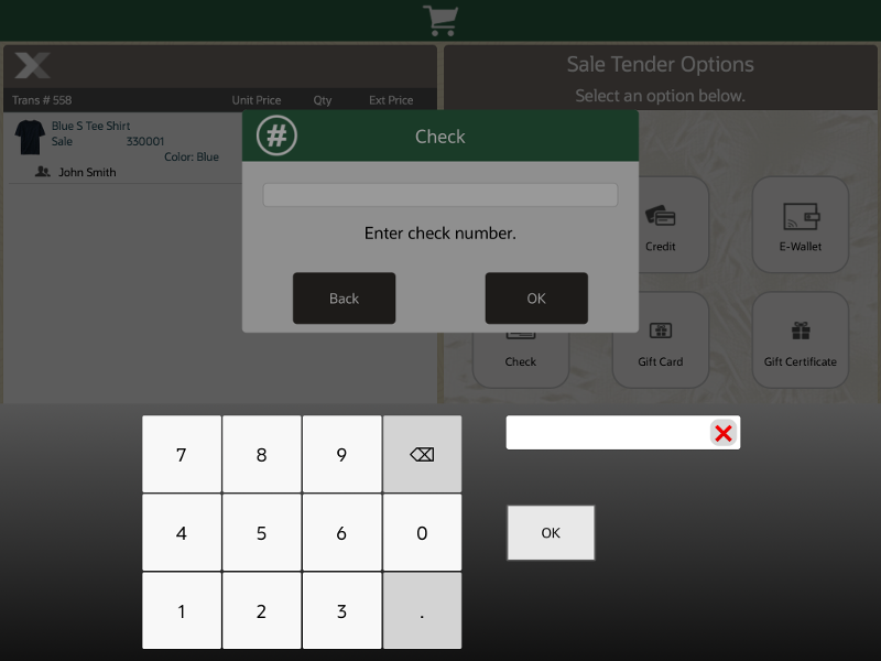 Mobile POS Check Number Prompt
