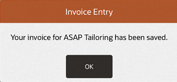 Invoice Information Saved Prompt