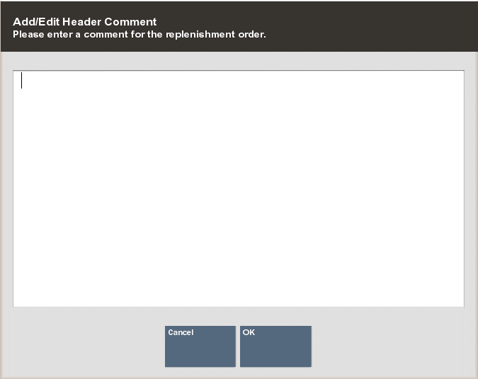Header Comment Entry/Edit