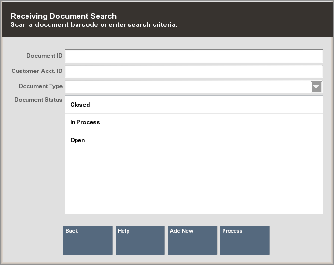 Receiving Document Search Form