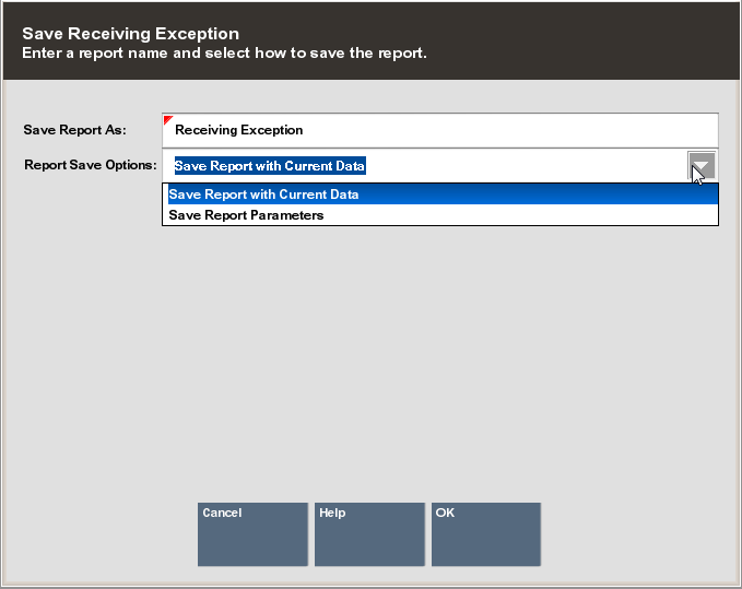 Save Report Options