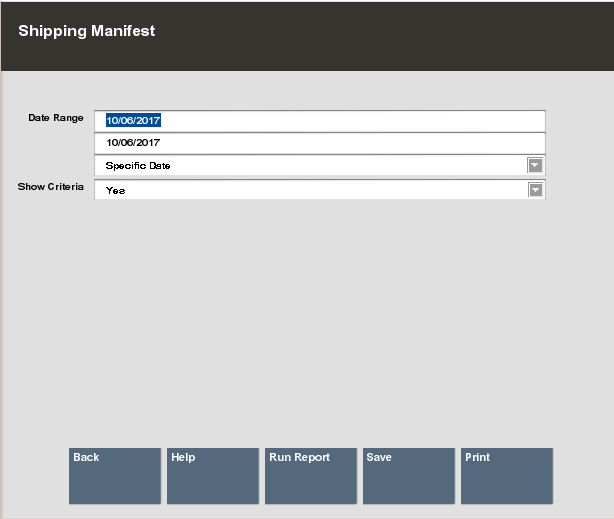 Shipping Manifest Report Form