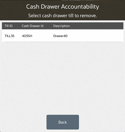 Cash Drawer Remove List