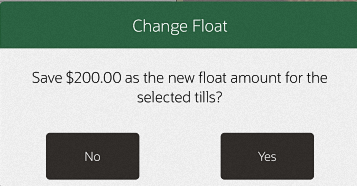 Confirm New Float Amount Prompt