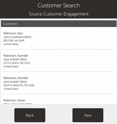 Customer Search List