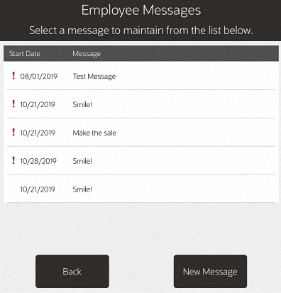 Employee Messages List