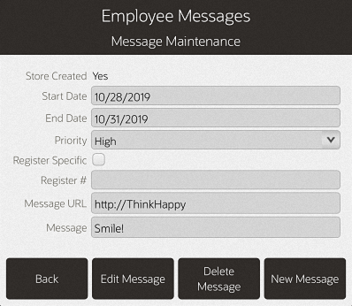 Employee Messages Maintenance