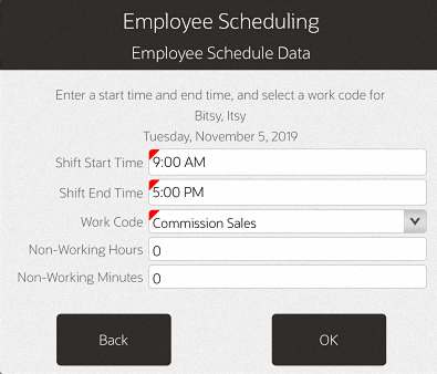 Employee Schedule Data Form