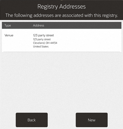 Gift Registry Address List