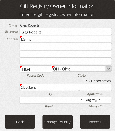 Gift Registry Owner Information