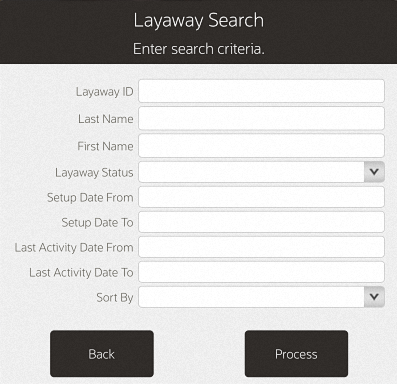 Layaway Search Form