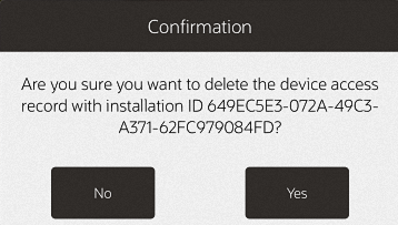 Delete Device Confirmation Prompt