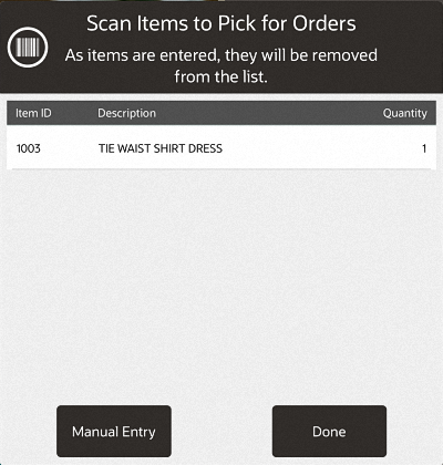 Scan Items to Pick for Orders