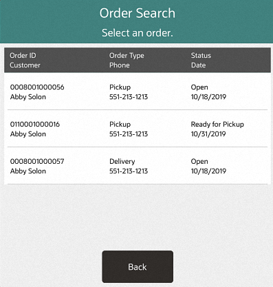 Order Search List