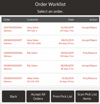 Order Worklist with Scan Pick List Items Enabled