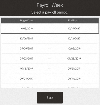 Payroll Week List