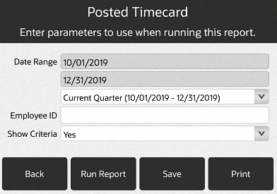 Posted Timecard Report Criteria
