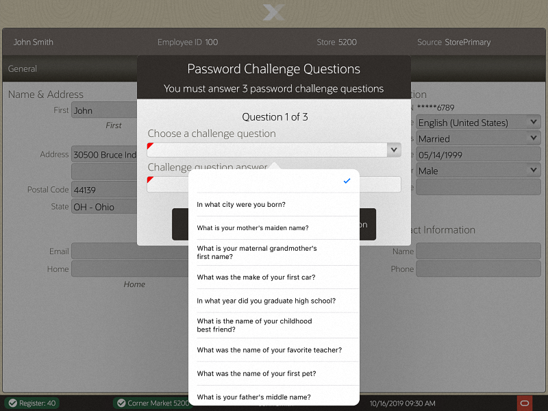 Password Challenge Questions Maintenance
