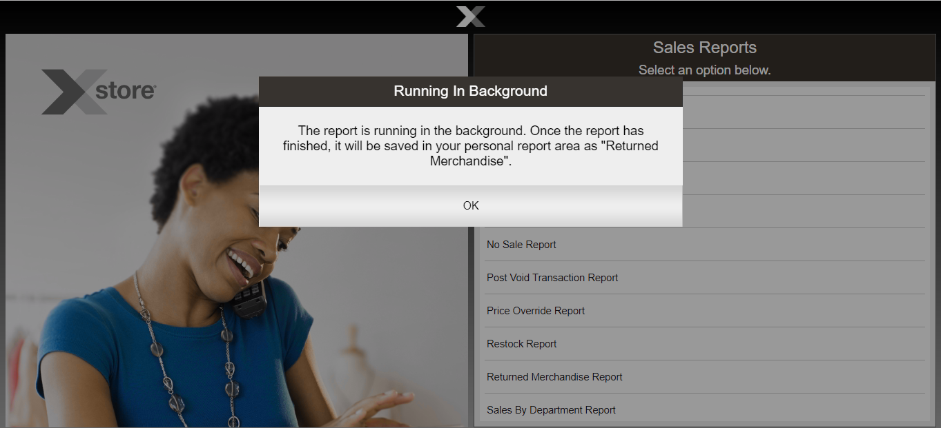 Report Running in Background Prompt
