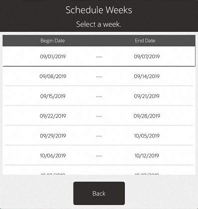 Schedule Weeks List