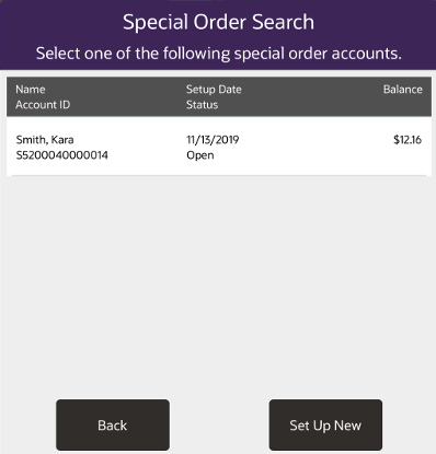 Special Order Search List