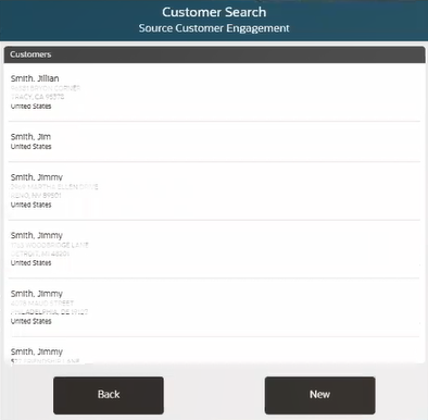 Mobile Tablet - Customer Search Results