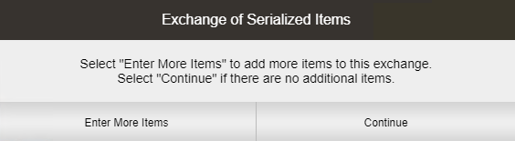 Mobile POS Serial Number Exchange More Items Prompt