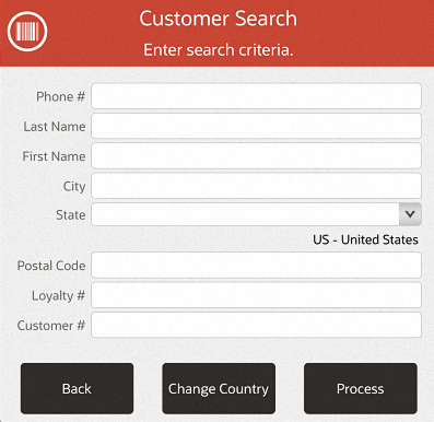 Mobile POS Customer Search Form