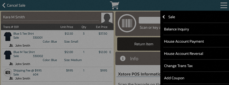 Mobile Tablet Sale Screen Context Menu