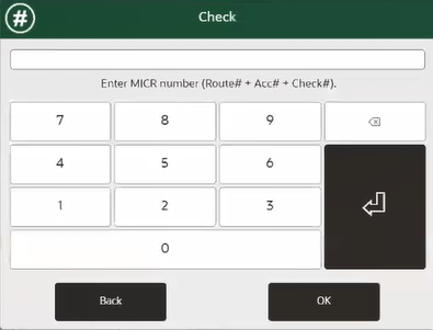 Mobile POS Check MICR Number Prompt