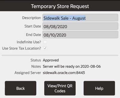 Approved Temporary Store Request