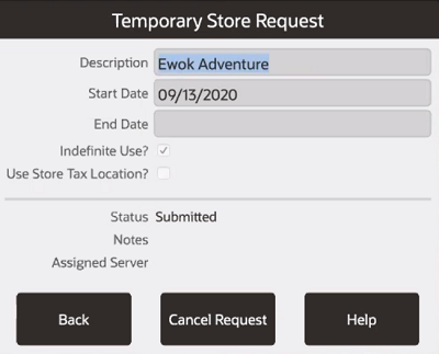 Cancel Temporary Store Request